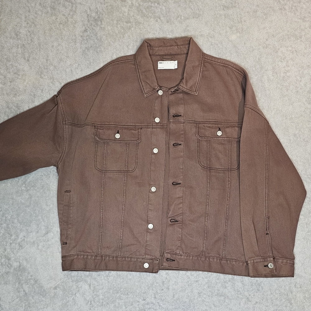 ASOS DESIGN oversized denim western jacket in washed brown